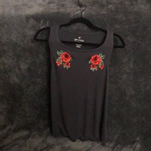 Gray Embroidered Sleeveless Top!